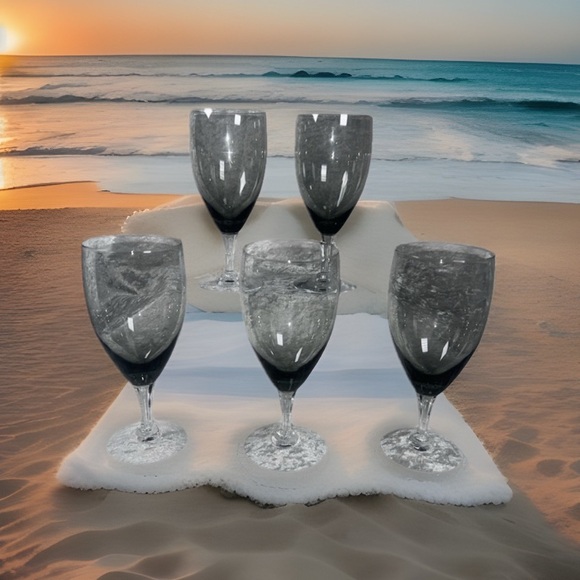 Set Of 5 Fostoria Debutante Gray Water Goblet …10 Oz….6 5/8" Tall - Picture 1 of 15